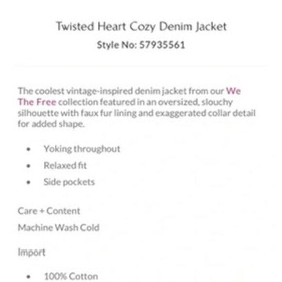 FREE PEOPLE We the Free Twisted Heart Cozy Blue Denim Fleece Jacket Medium - Picture 3 of 15